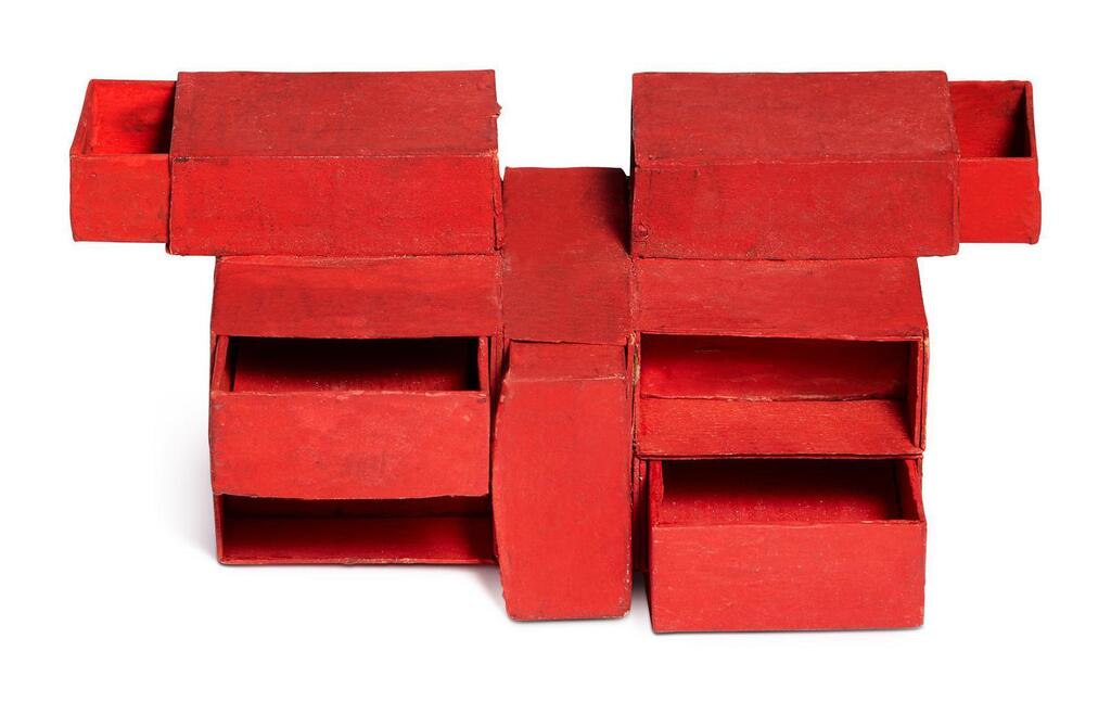 Estrutura de caixas de fósforos vermelho (7 caixas)