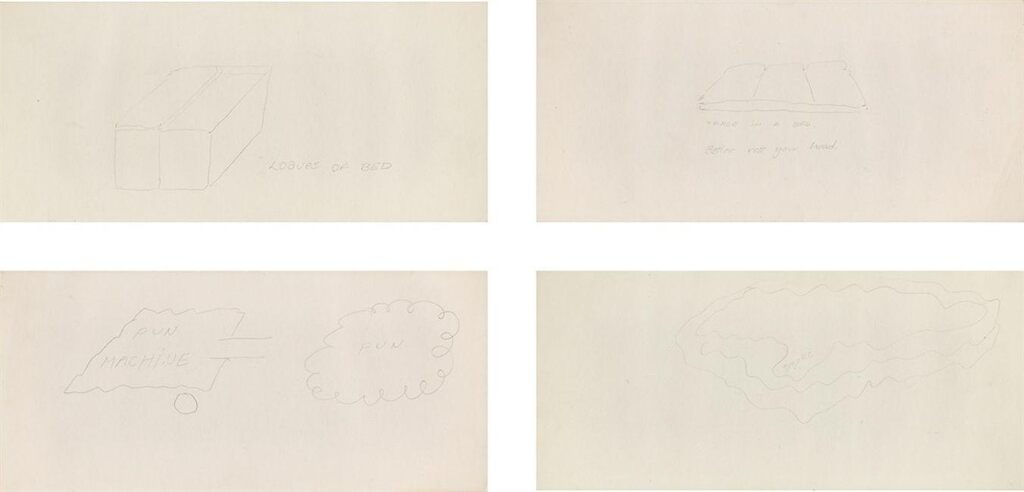 ”Loaves of bed” / ”There in a Bed - Better rest your head” / ”Pun Machine” / ”Smoke” (from the series: ”Invisible Drawings”)