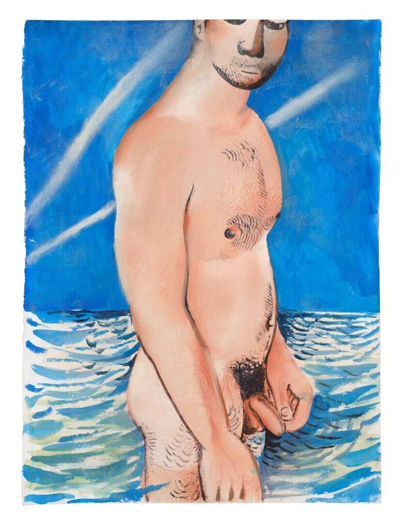 Standing nude in the sea