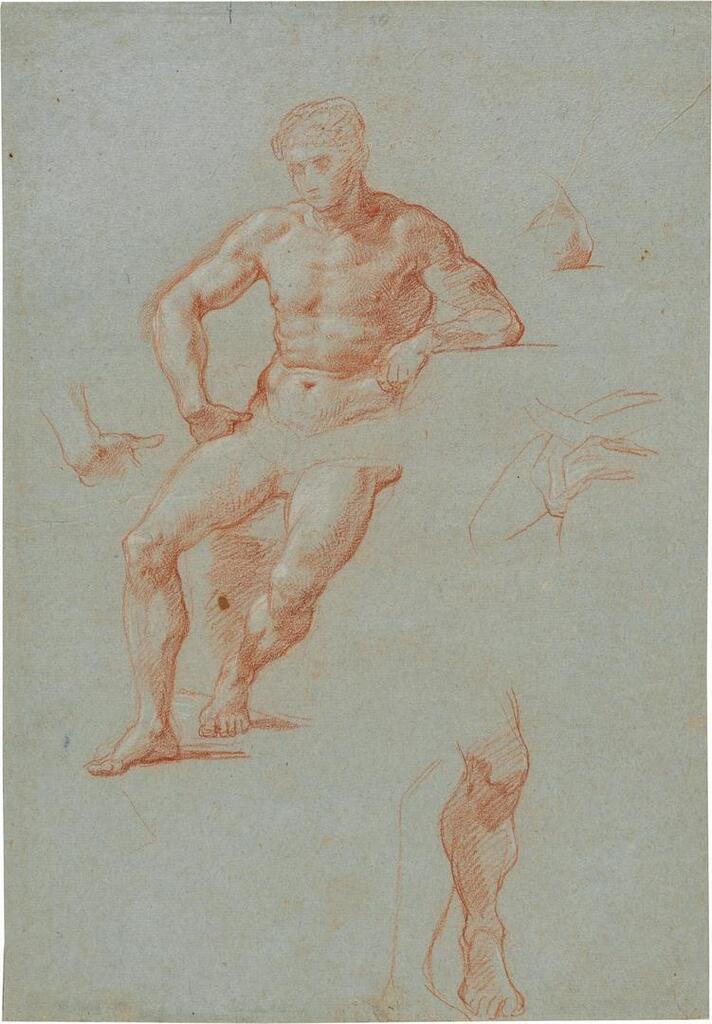 Recto: Studies of Hercules for The Choice of Hercules; Verso: Drapery studies