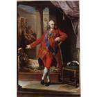 Portrait of Count Kirill Grigorjewitsch Razumovsky (1728-1803), full-length, in a scarlet suit, wearing the star, sash and badge of the order of Saint Andrew ...standing within a sculpture gallery with the Vatican Ariadne, Apollo Belvedere...
