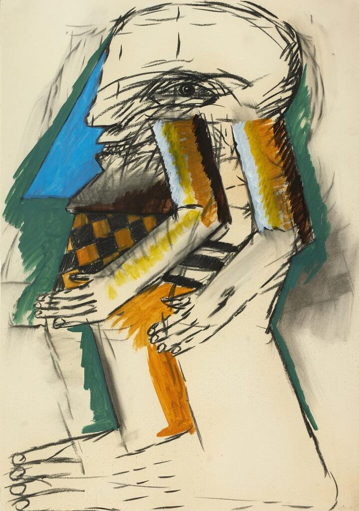 Figur mit florentiner Kappe und kariertem Kleid (Figure with florentine cap and chequered dressure)