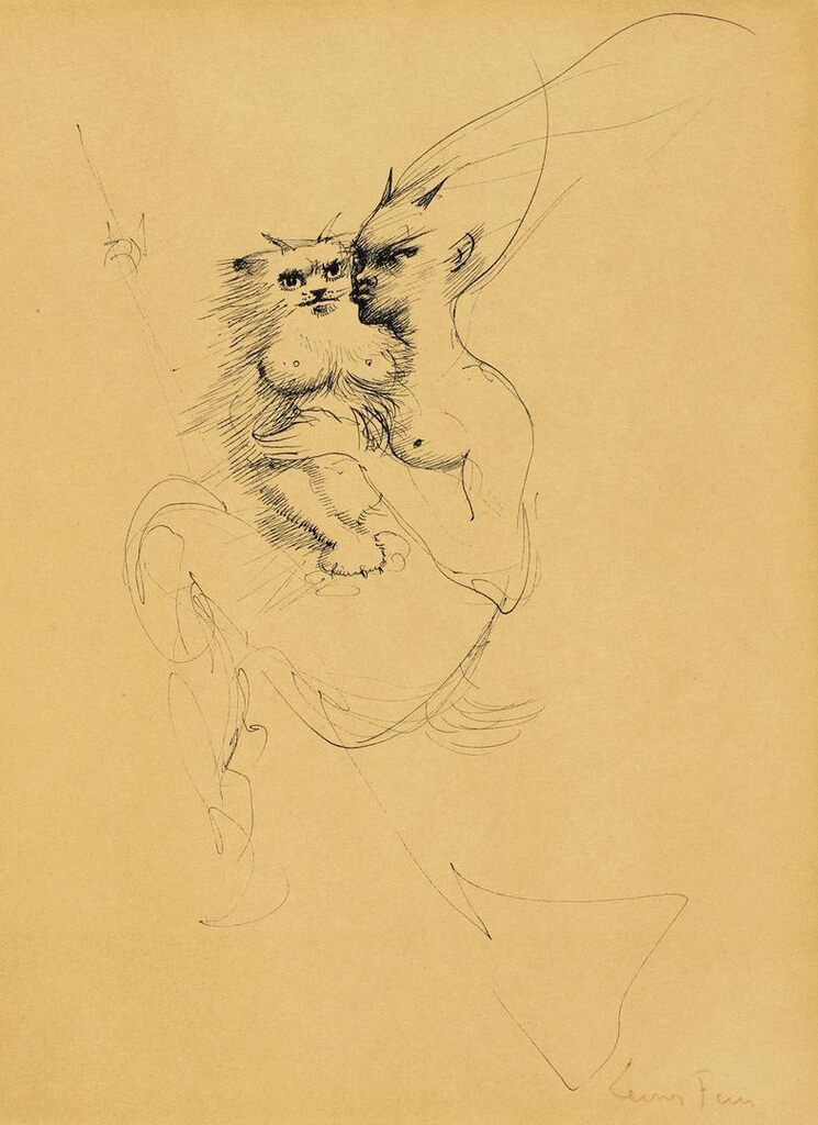 Sans titre (Femme avec un chat)