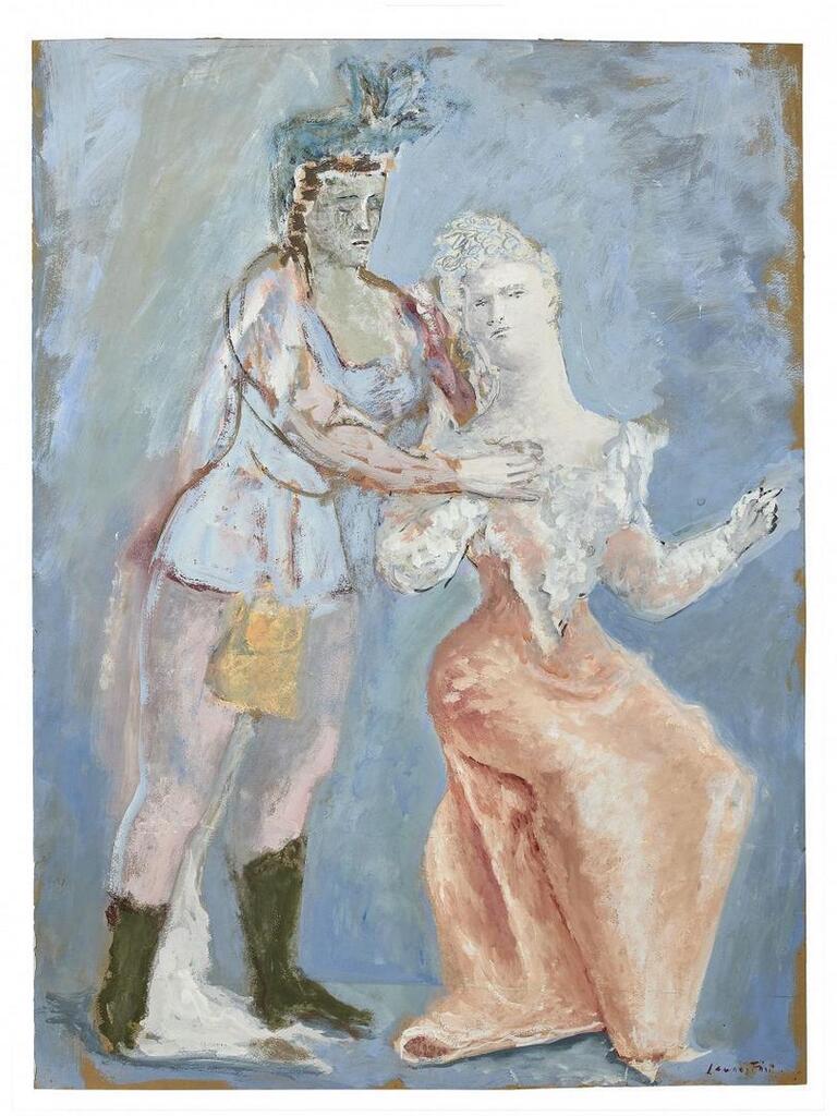 Man with seated woman