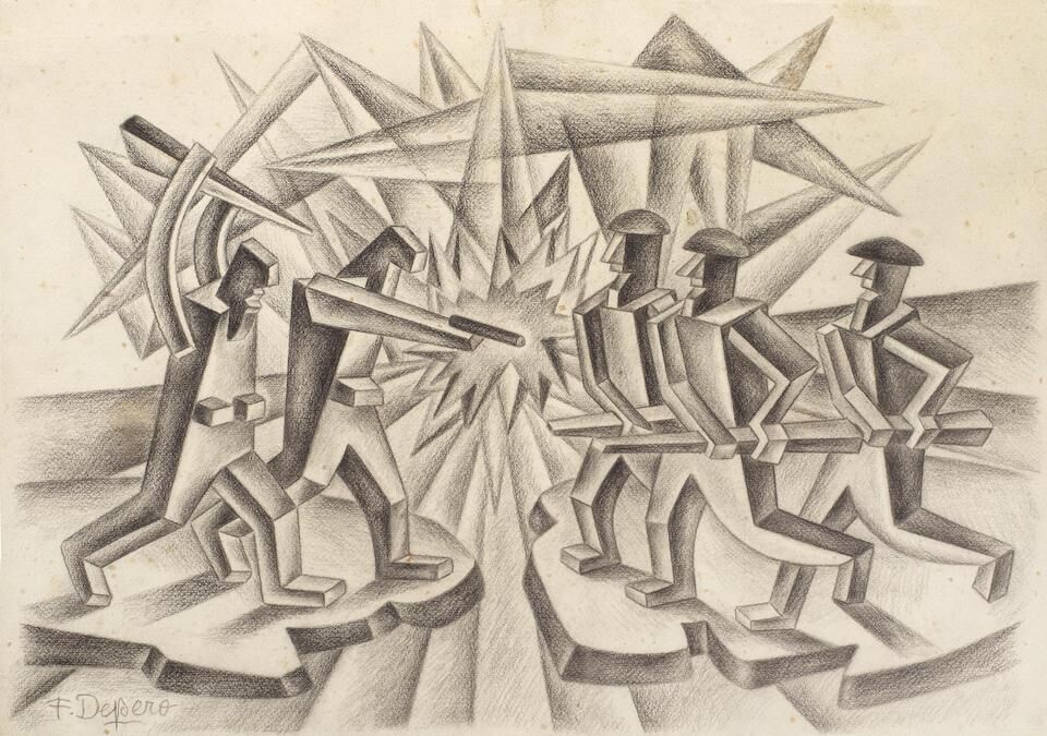 Battaglia di automi (Studio per 'Ingranaggi di Guerra')