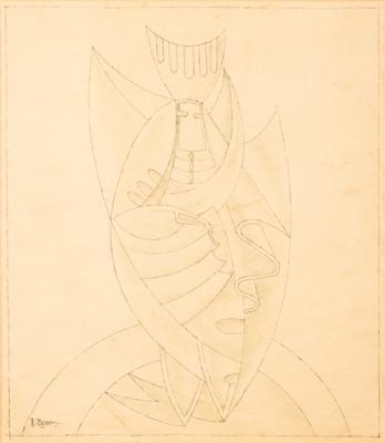 Untitled (preparatory drawing for the painting "Coppa del deserto", 1952)