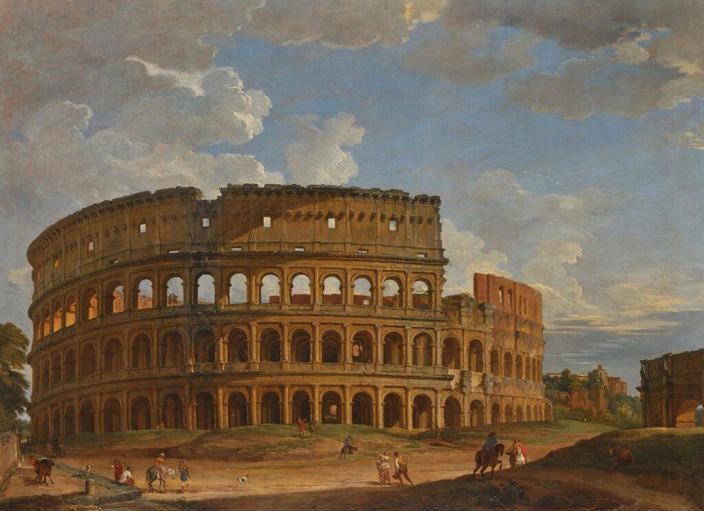 Rome, A View of the Colosseum and the Arch of Constantine