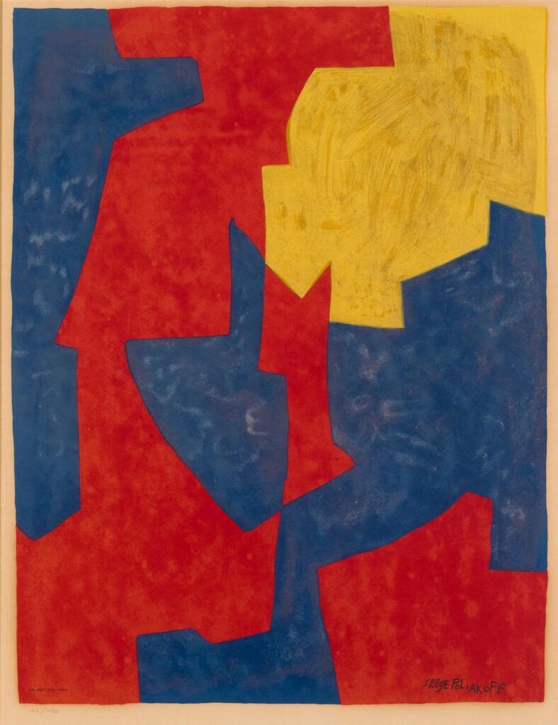 Composition rouge, bleue et jaune