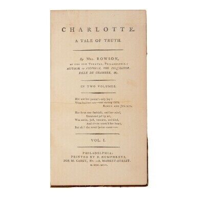 The exceedingly rare first American edition of Susanna Rowson's popular eighteenth-century seduction novel