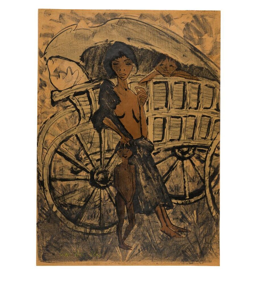 Zigeunerin mit Kind vor dem Planwagen, Sheet 6 from the portfolio "Zigeuner"