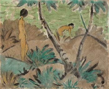 Otto Mueller, Zwei Mädchen mit Gegabeltem Baum