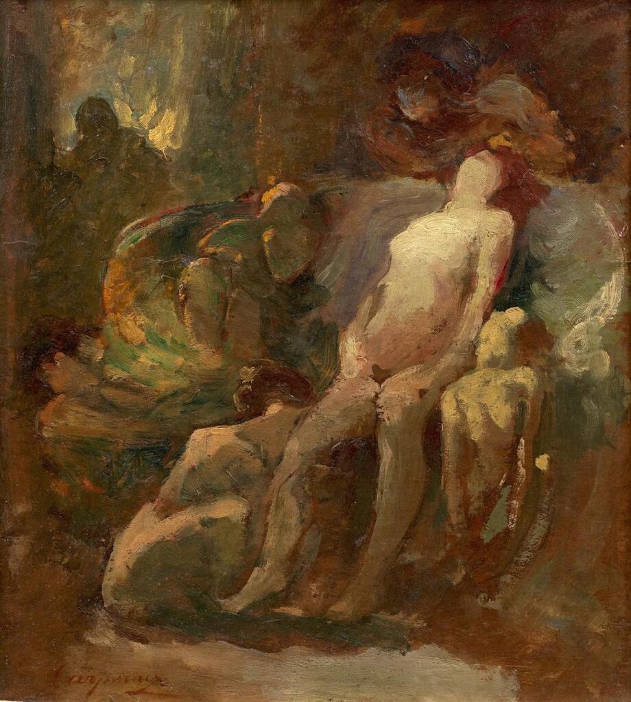 L'Accouchement (seated nude woman)