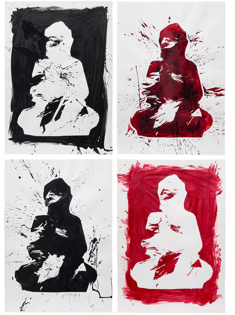 Positive and Negative Red and Black Buddha