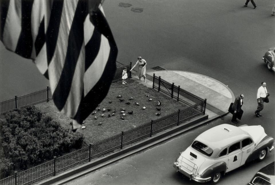 'Pigeons on Park Ave., from the Waldorf Astoria Hotel', c. 1948