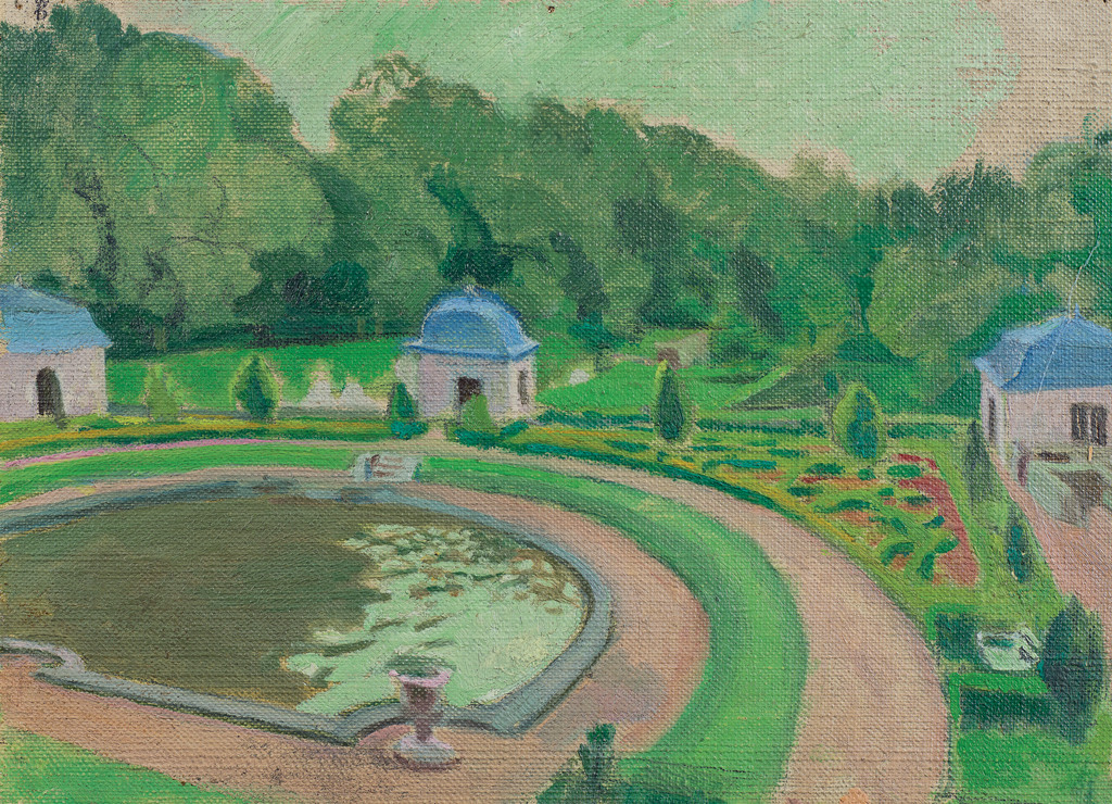 Le Château de Rosanbo, le bassin et les pavillons (esquisse 2)