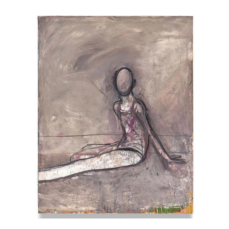 #299 Seated Figure Grey Background