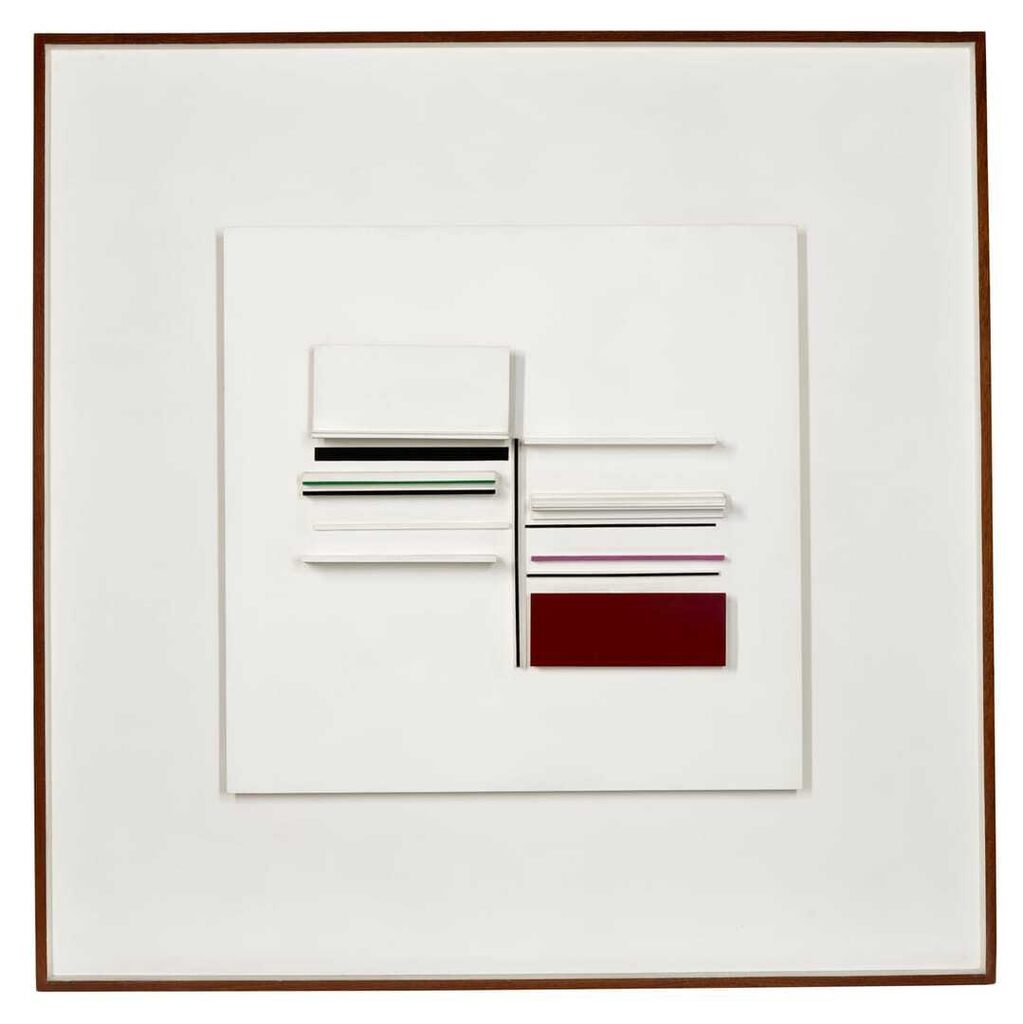 Abstract in White, Black, Green and Maroon