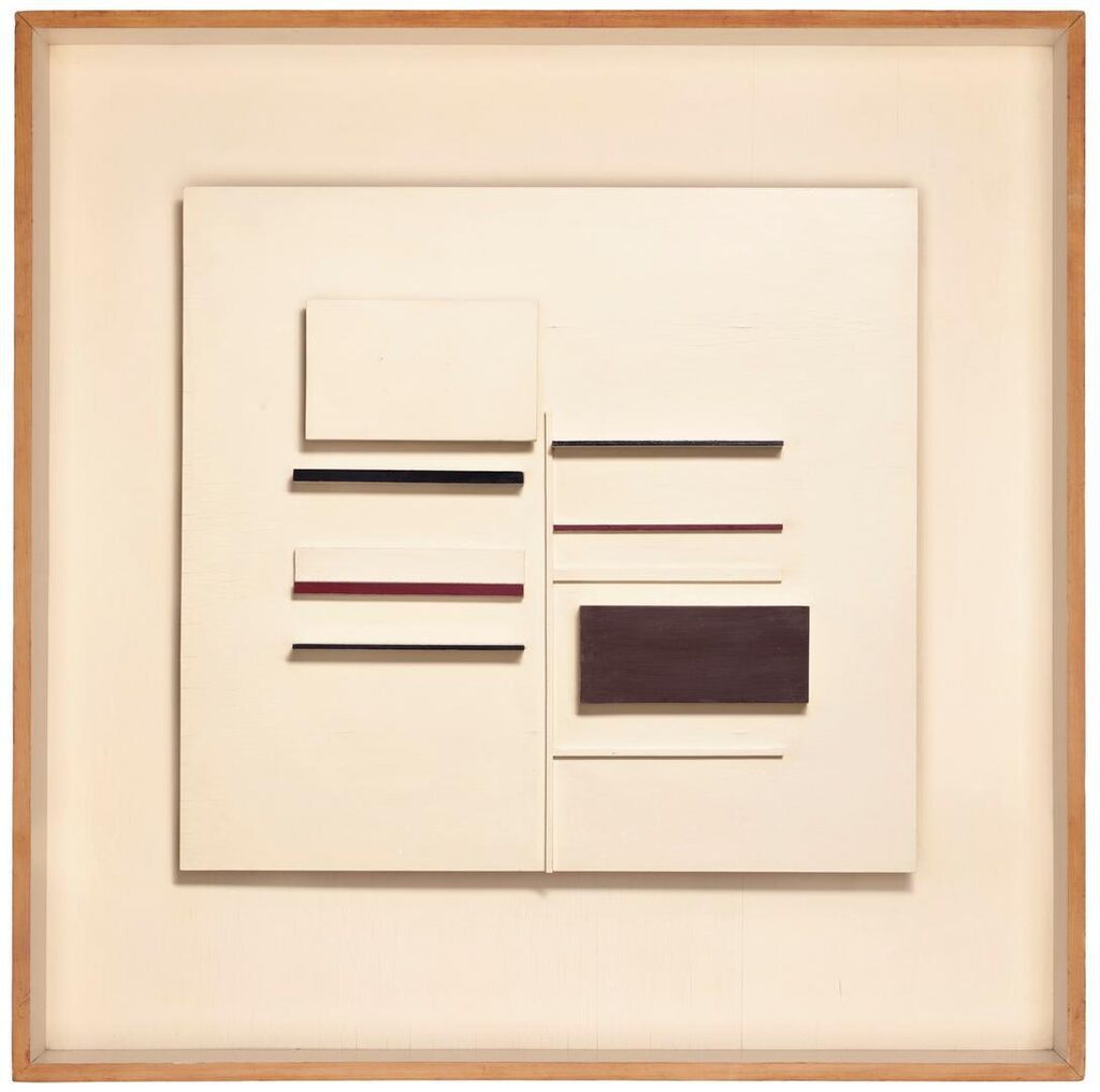 Relief Painting in White, Black and Maroon