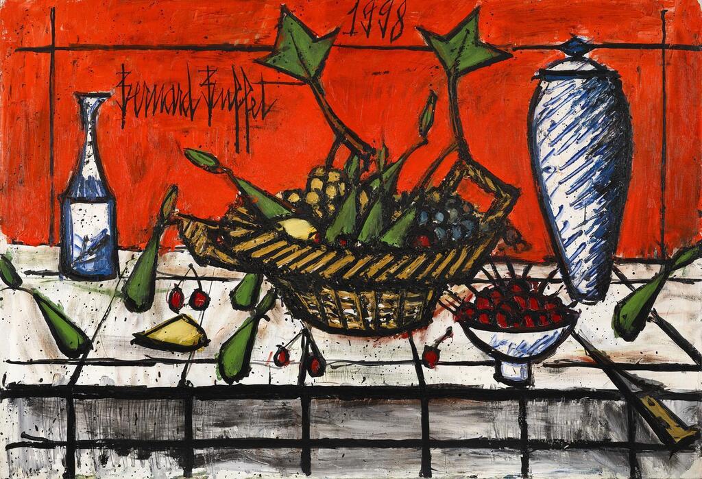 Nature morte fond rouge