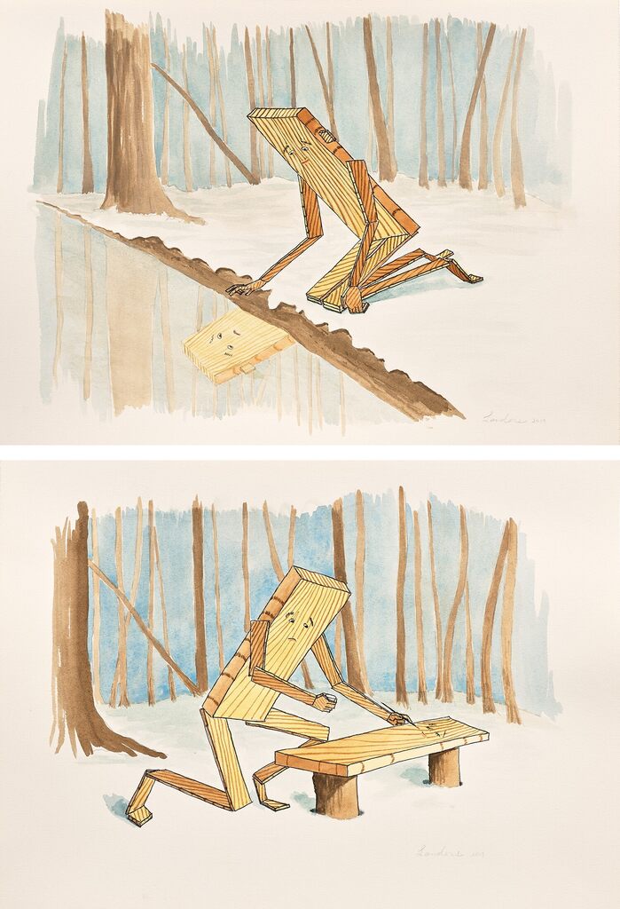 Two works: (i) Plankboy (Narcissus); (ii) Plankboy (Pygmalion)