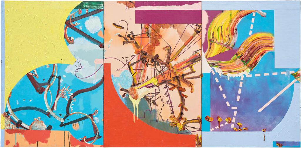 Untitled (blue, orange, purple, yellow) triptych
