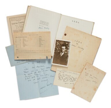 Rare autograph manuscript of "Leda" and signed material