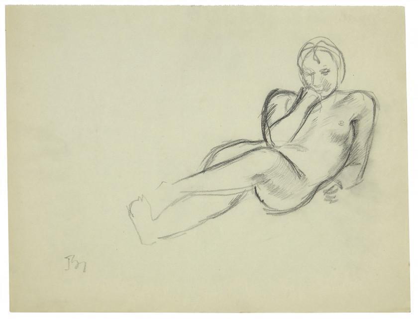 I- Reclining nude; II - Seated nude with arms around knees; III- Seated nude