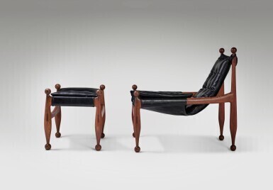 Four-Legged "Sling" Chair and Ottoman