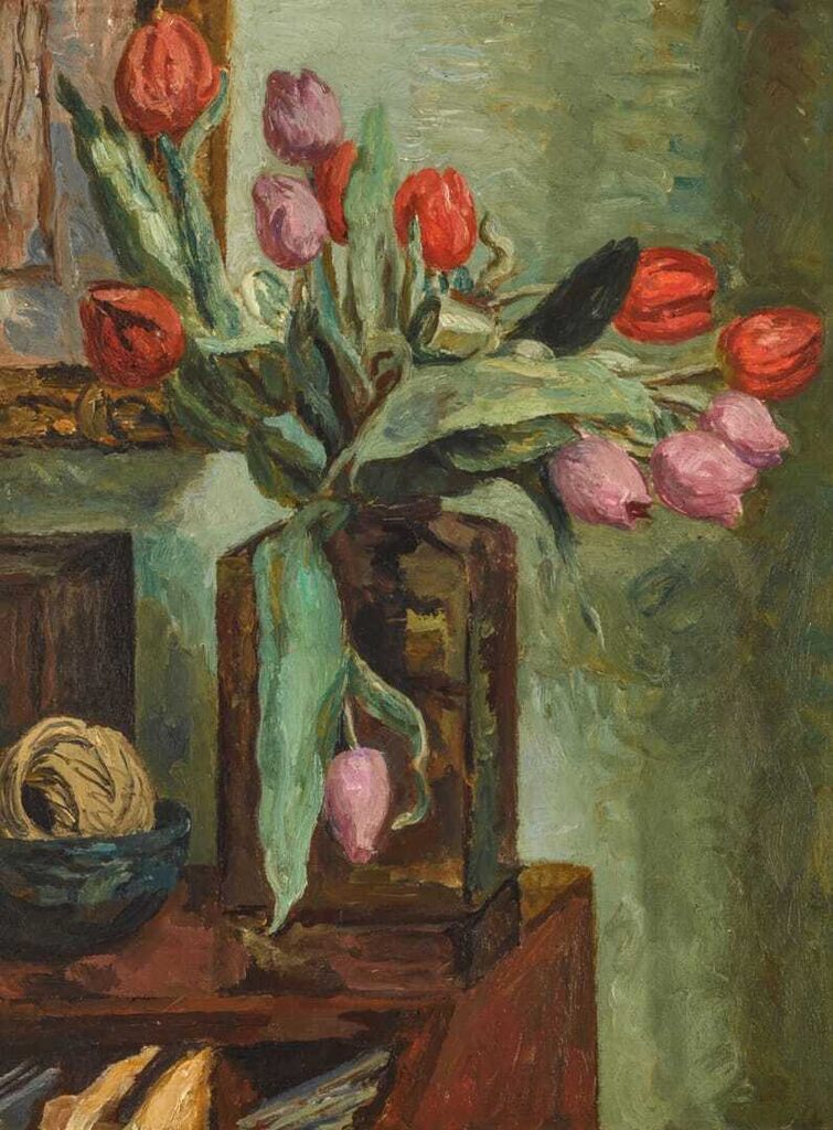 Mauve and Red Tulips