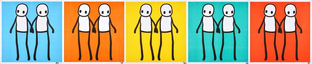 Holding Hands (Red, Orange, Yellow, Teal & Blue)