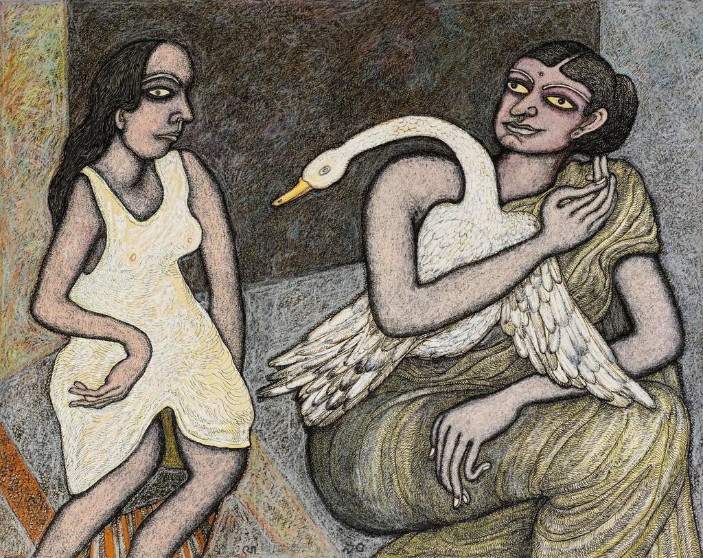 Two Women and the Swan