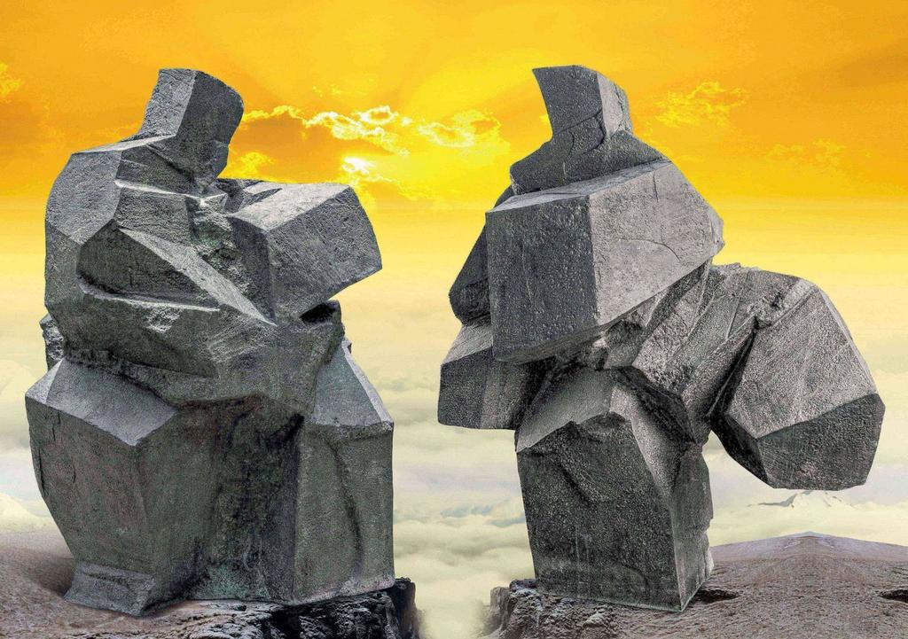 Ju Ming 朱銘, Taichi Series: Cloud Hands, Stomp (set Of Two Pieces)