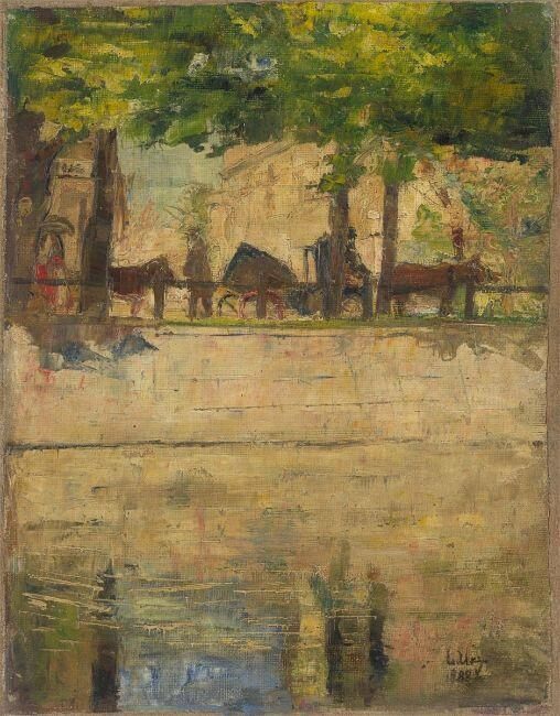 ”Pferdefuhrwerke am Landwehrkanal, Berlin”