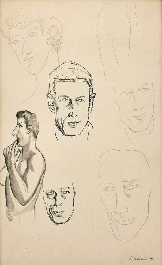 513 / 5,000 Head studies for the portrait of Gampert
