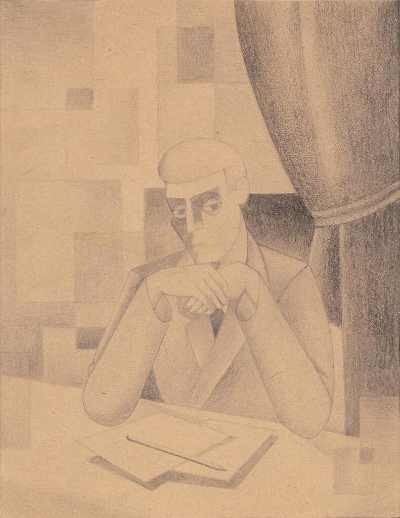 Homme assis pensif