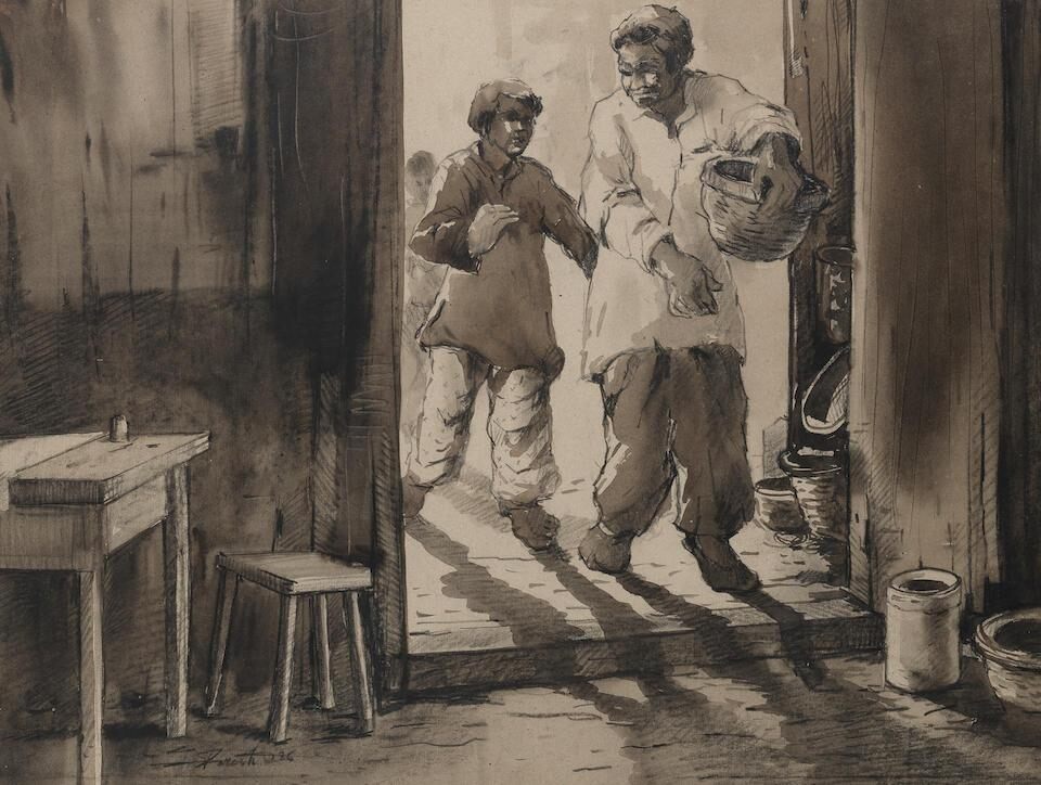 Untitled (Figures in a doorway)
