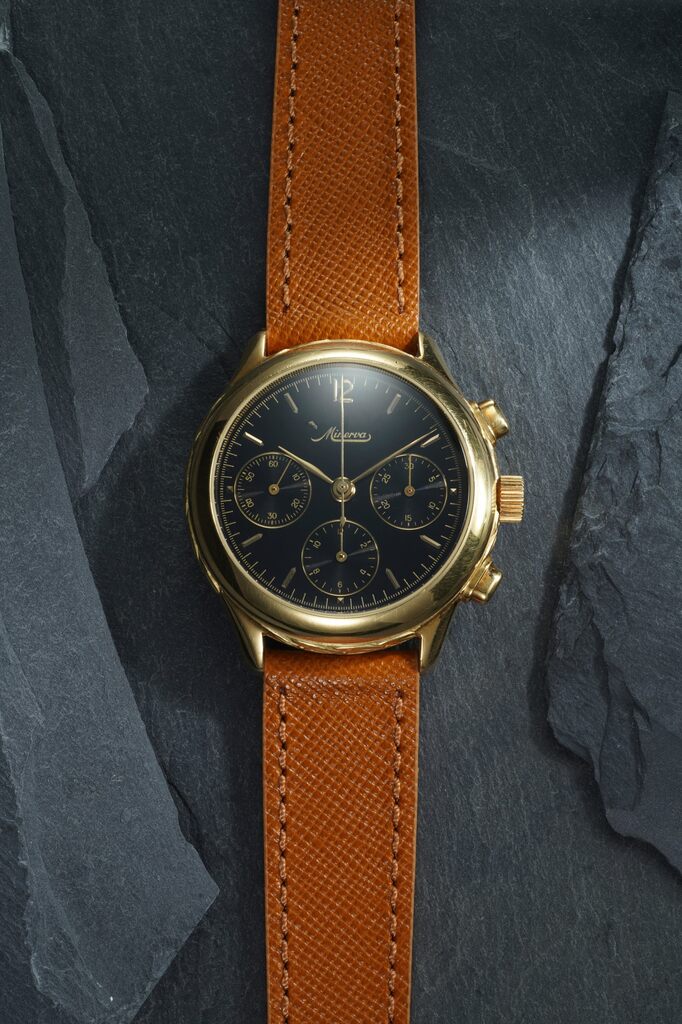An attractive yellow gold chronograph wristwatch with engraved case, certificate and presentation box, number 74 of a 80 pieces limited edition