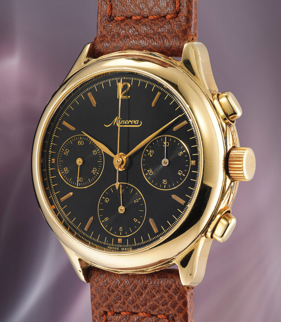 An attractive yellow gold chronograph wristwatch with engraved case, blank guarantee and box, number 47 of a 80 piece limited edition