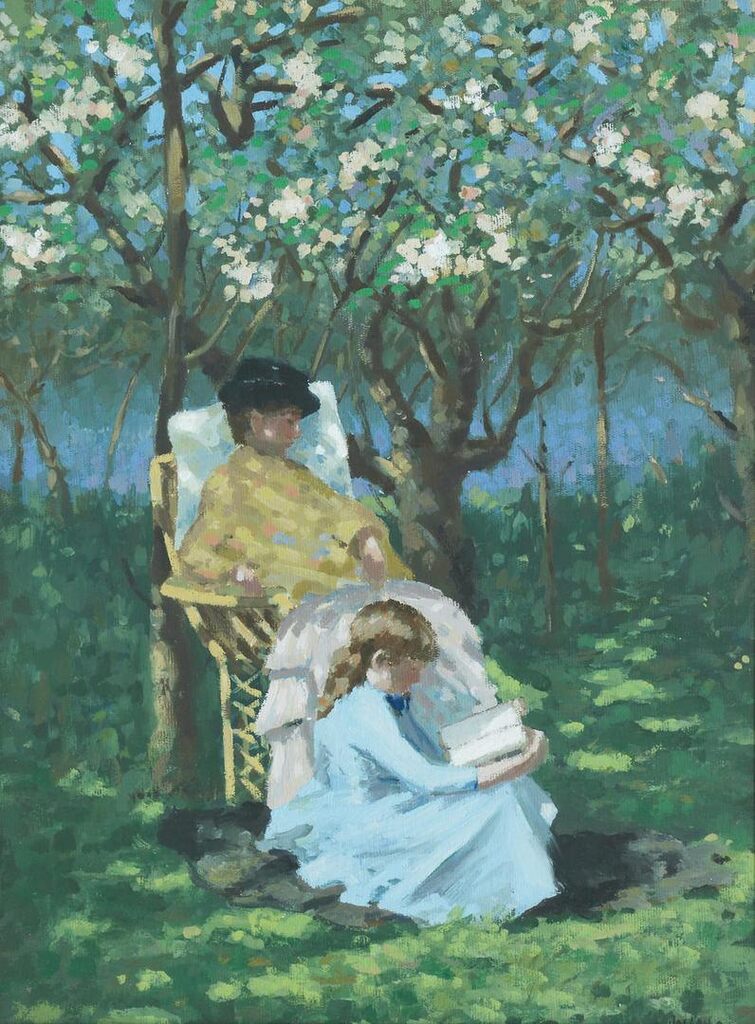 Under a blossom tree