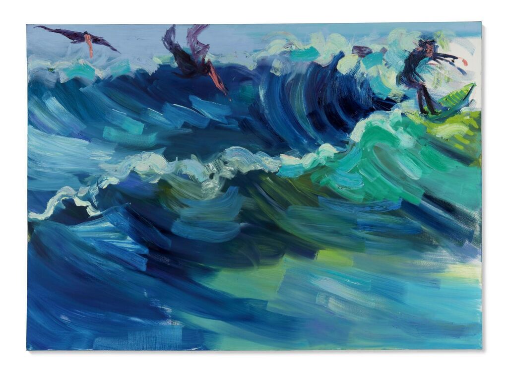 Large Surfscape with Pelicans