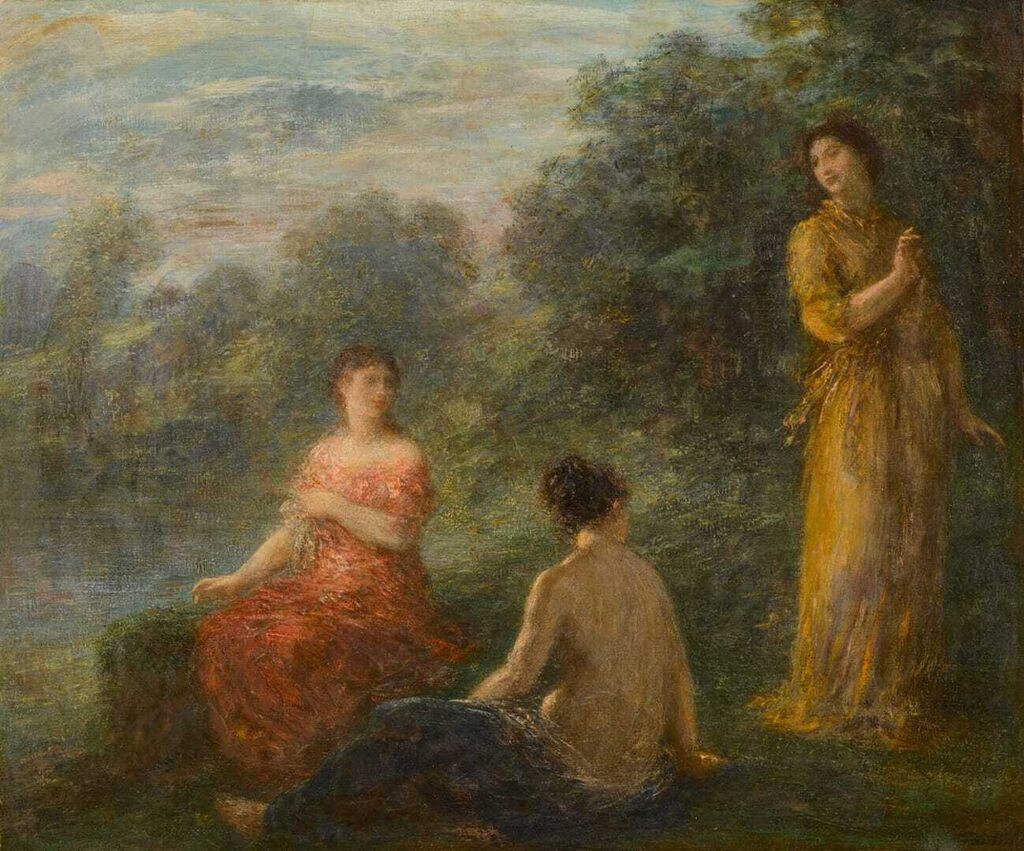 Trois nymphes près d'une source