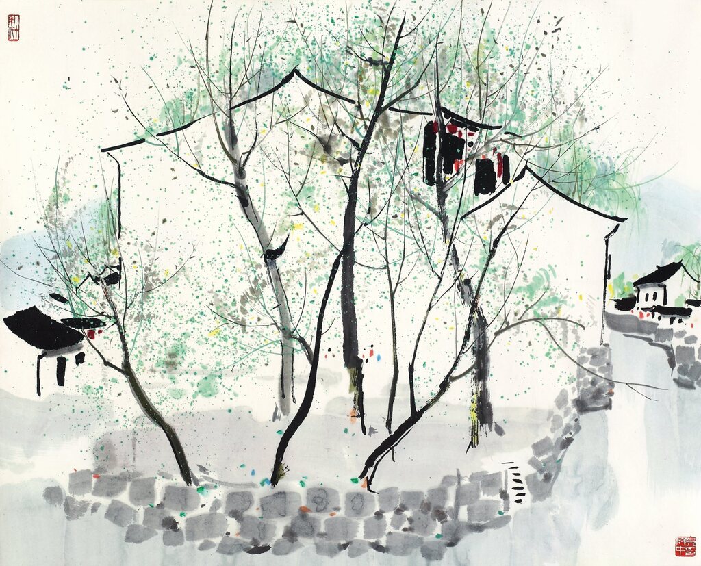 Wu Guanzhong, │ Wu Guanzhong, River Town in Jiangnan