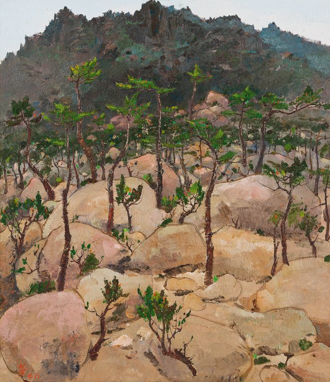 Wu Guanzhong, Pines And Rocks On The Lao Mountains