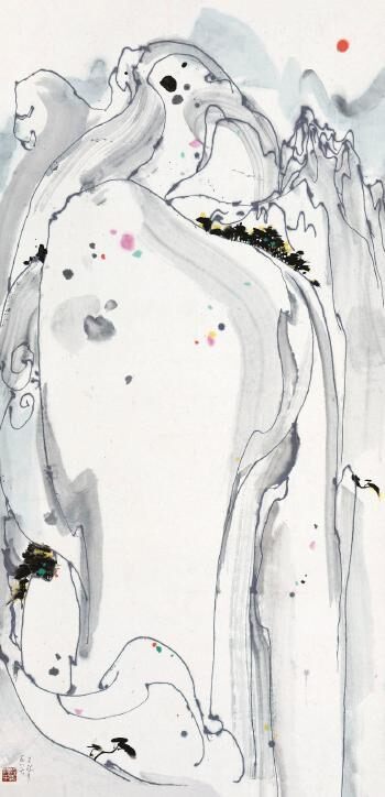 Wu Guanzhong, Sunrise in Mount Huang