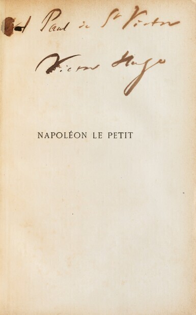 Napoléon le petit. 1875. Rel. Yseux. Envoi à son ami Paul de Saint-Victor.
