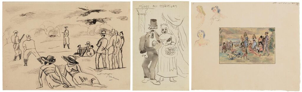 (i) Müller als Braütigam; (ii) La Partie de chasse; (iii) La Fête champêtre