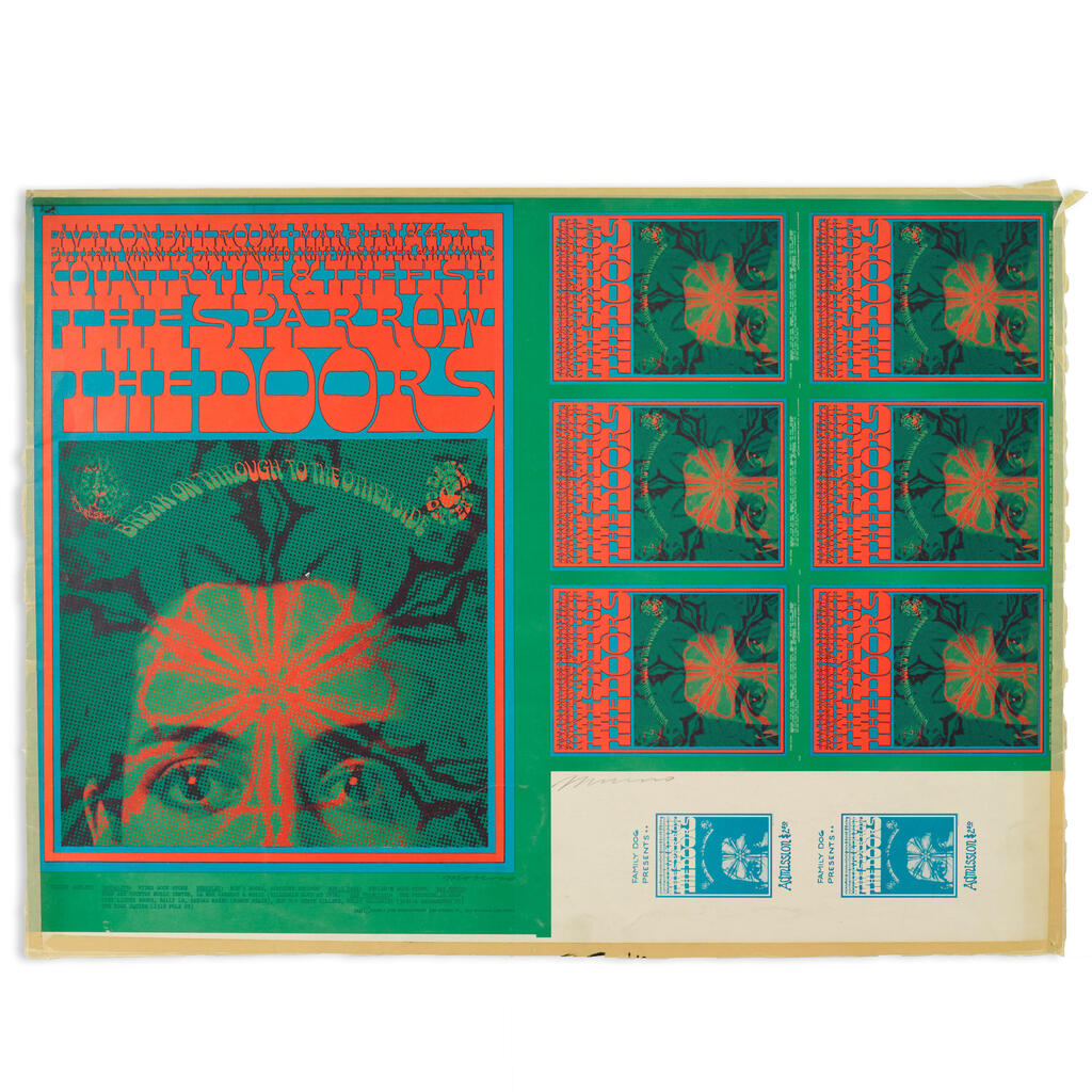 The Doors: Uncut proofsheet for FD-50, signed by Victor Moscoso, 1967