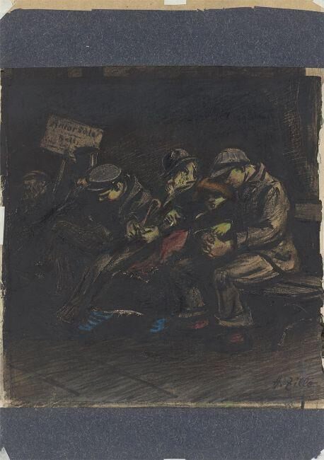 Sleeping people on a park bench