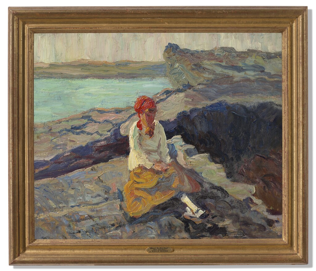 Woman in Red Scarf Near the Seashore
