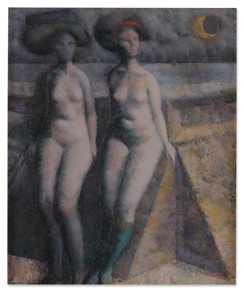 Dos desnudos, uno con sombrero